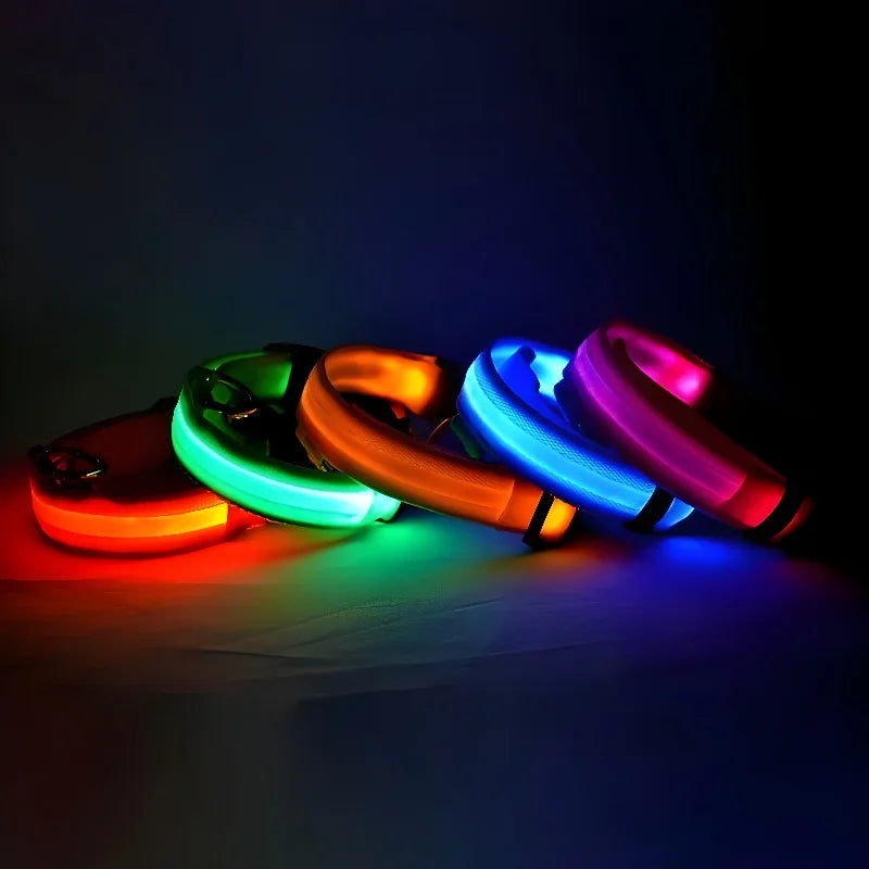 LED Nylon Dog Collar: Glow-in-the-Dark Safety Collar for Night Walks - CompulShop