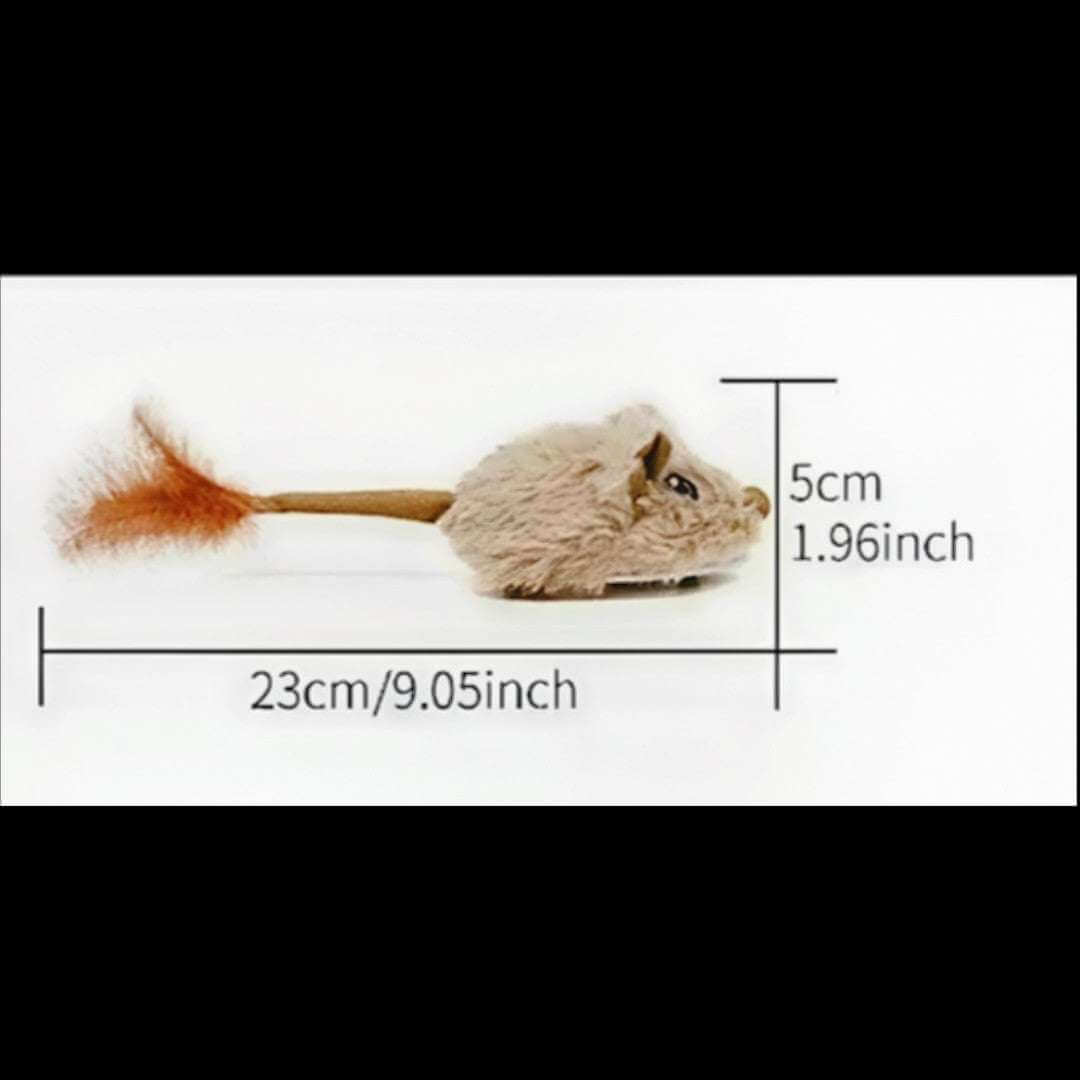 Interactive motion mouse toy for cats, measuring 23cm by 5cm, designed for entertaining playtime.
